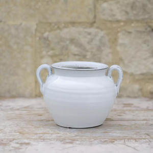 Grand Illusions Glazed Vase with Handles White